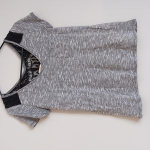 Neon Soul Grey knit short sleeve with pocket and lace back